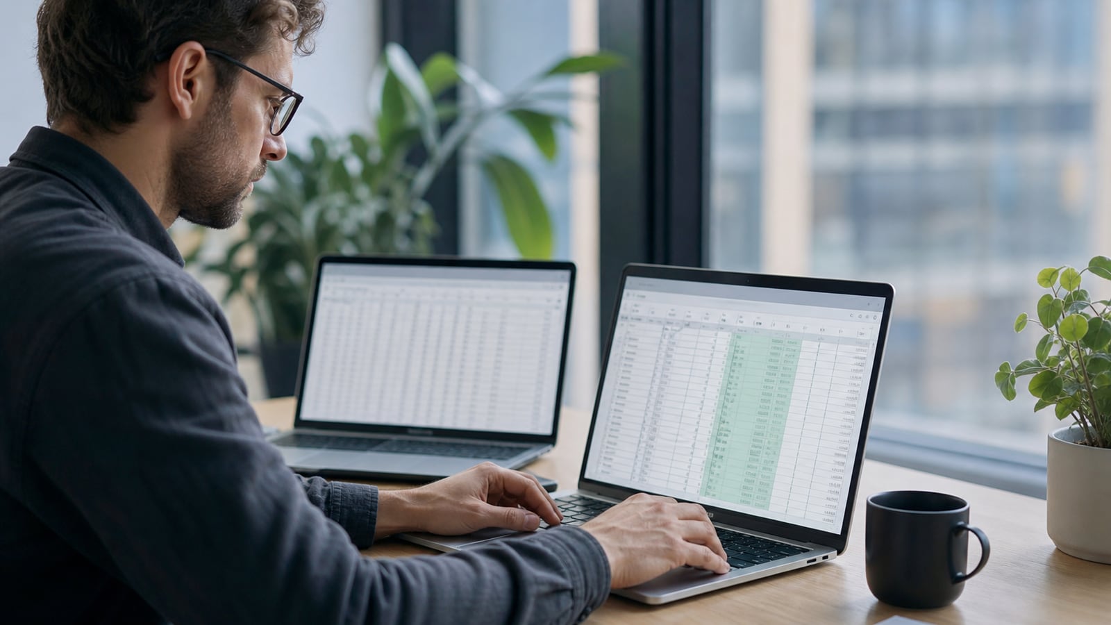 Dataspecialist controleert kolomformaten tijdens een CSV-import
